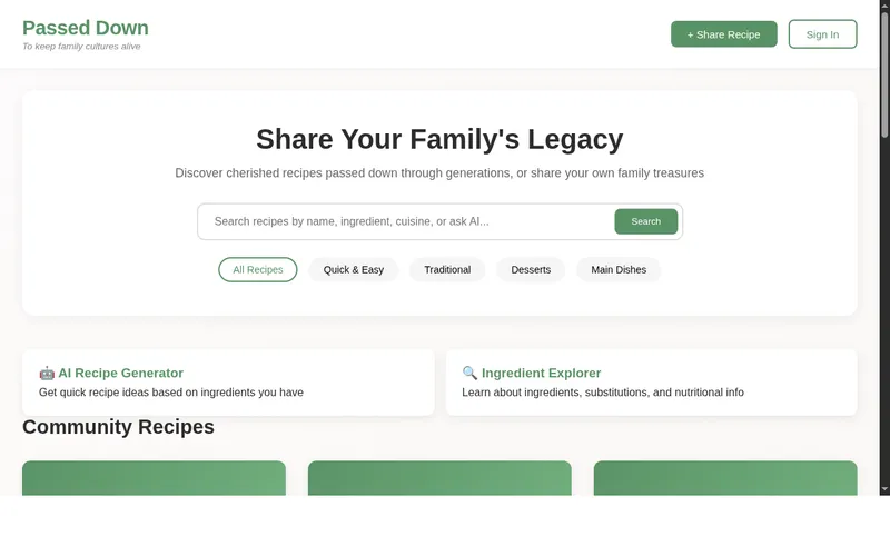 Screenshot of Passed Down